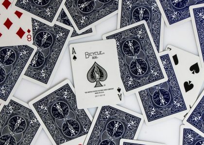 Playing cards on a white background